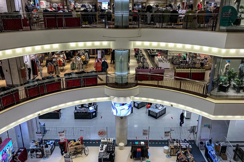 Only a few people are seen at the Sogo Shopping centre during CMCO in Kuala Lumpur October 19, 2020. u00e2u20acu201d Picture by Hari Anggara