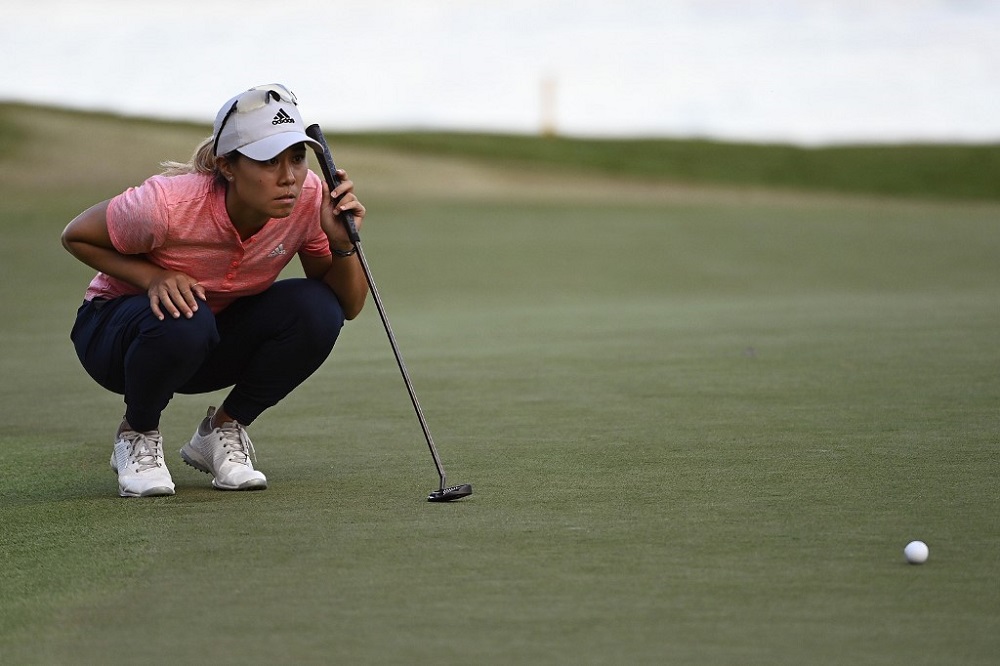Danielle Kang lines up her putt on the ninth hole, the final hole of her round of 18, during round one of the 2020 LPGA Drive On Championship in Georgia October 22, 2020. u00e2u20acu201d AFP pic