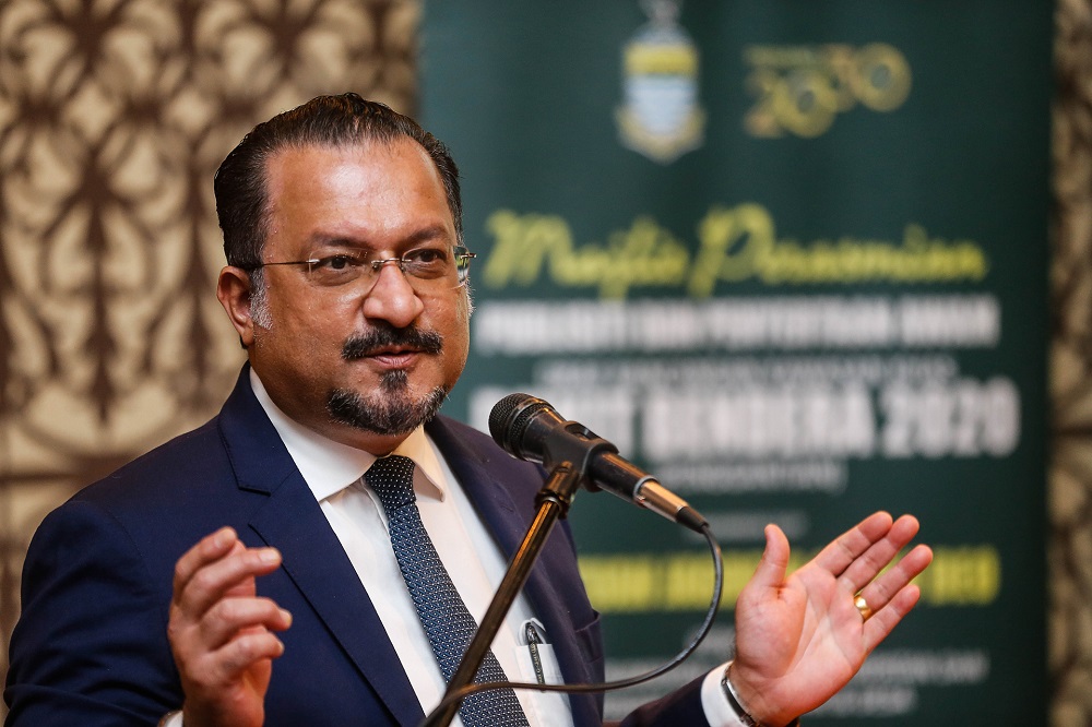 Penang exco Jagdeep Singh Deo delivers his speech at Komtar in George Town October 26, 2020. u00e2u20acu201d Picture by Sayuti Zainudin