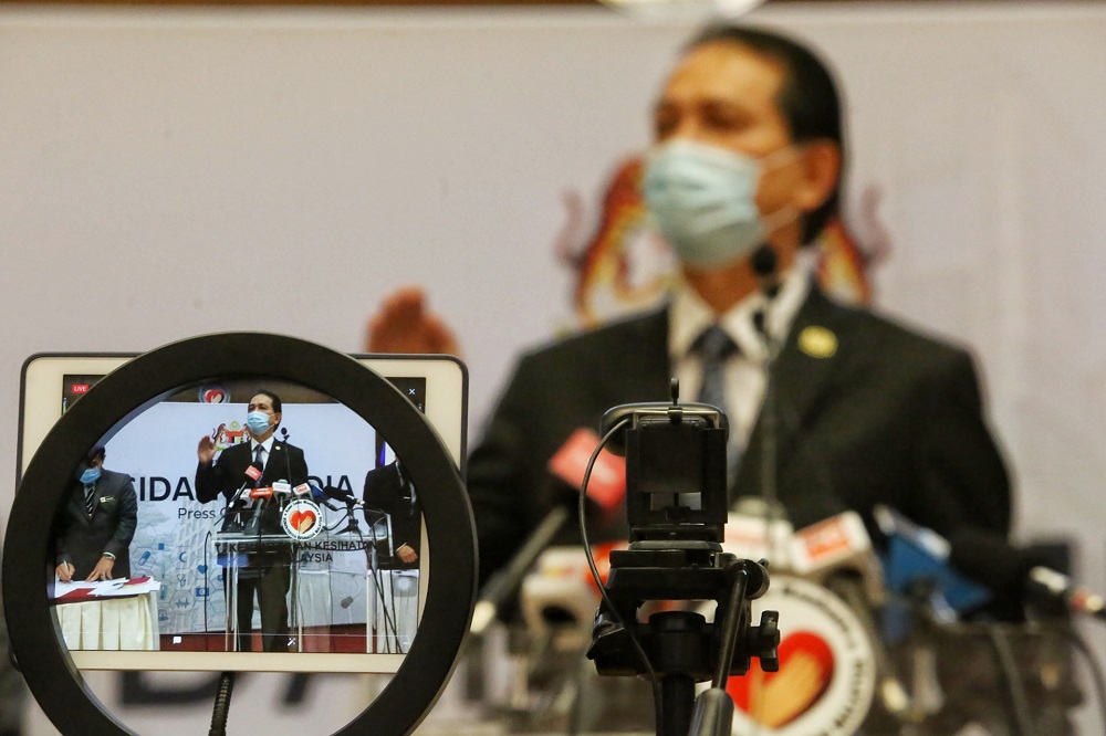 Health director-general Tan Sri Dr Noor Hisham Abdullah at a press conference in Putrajaya October 27, 2020. u00e2u20acu201d Picture by Choo Choy May
