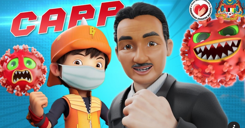 Dr Noor Hisham gave BoBoiBoy and his friends some useful advice on breaking the chain of Covid-19 infections. u00e2u20acu201d Screengrab from YouTube/Monsta