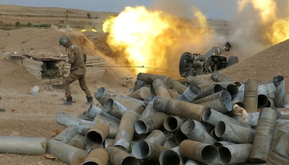 An ethnic Armenian soldier fires an artillery piece during a military conflict over the breakaway region of Nagorno-Karabakh, October 5, 2020. u00e2u20acu201d Press office of Armenian Defense Ministry pic via Reuters