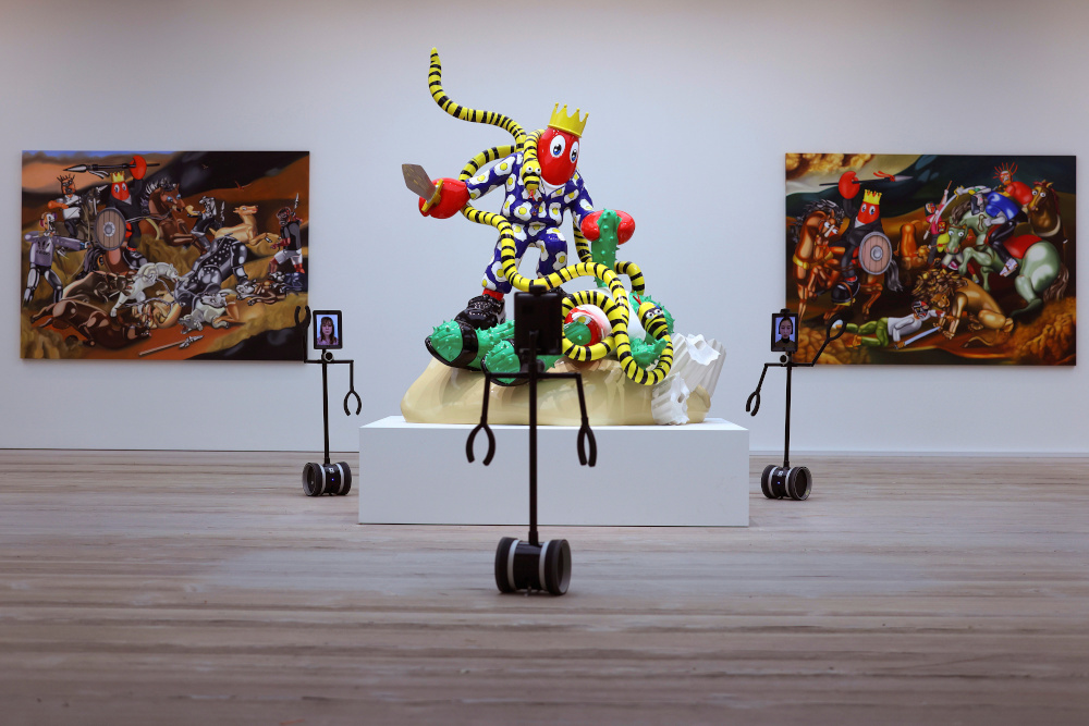 Guests can tour the gallery in person or by booking a robot which they can then navigate through the space, zooming in and out on works exploring mass consumerism, contemporary culture and history. — Reuters pic 
