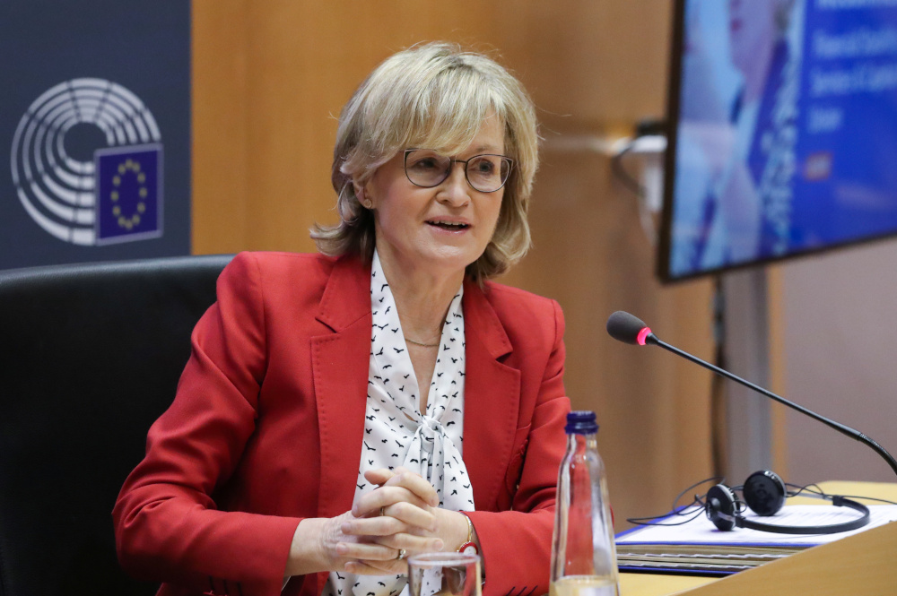 European Parliament Vice President Mairead McGuinness speaks during her hearing as the new EU financial services commissioner before the European Parliamentu00e2u20acu2122s economic affairs committee, in Brussels, Belgium, October 2, 2020. u00e2u20acu201d Reuters picnn