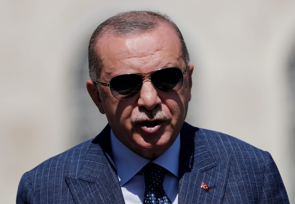 File photo of Turkish President Tayyip Erdogan talking to media after attending Friday prayers at Hagia Sophia Grand Mosque in Istanbul, Turkey August 7, 2020. u00e2u20acu2022 Reuters picnn