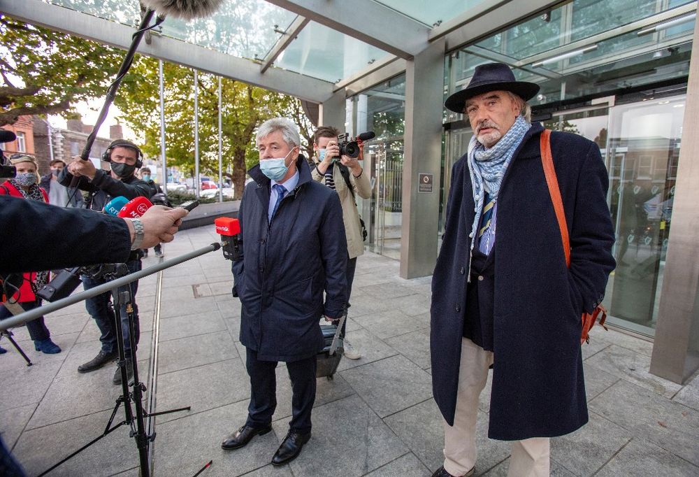 Former British journalist Ian Bailey (right) reacts as he leaves from the High Court in Dublin, October 12, 2020. u00e2u20acu201d AFP pic