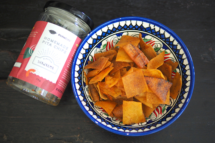 One of the items from their Rollin' In The Dip group meal delivery is their addictive homemade shawarma flavoured pita chips.