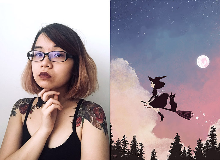 Malaysian illustrator, writer and designer Reimena Yee (left). One of Yee’s whimsical illustrations (right)