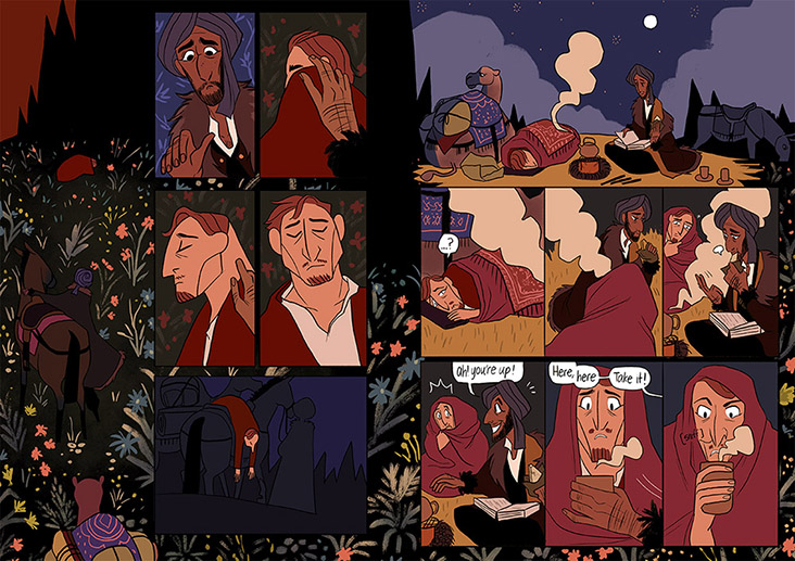 Pages from Yee’s Eisner-nominated graphic novel 'The Carpet Merchant of Konstantiniyya'