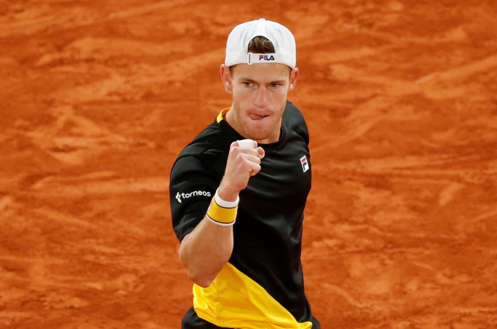 Argentina's Diego Schwartzman reacts during his quarter final match against Austria's Dominic Thiem at Roland Garros, Paris October 6, 2020. u00e2u20acu201d Reuters picn