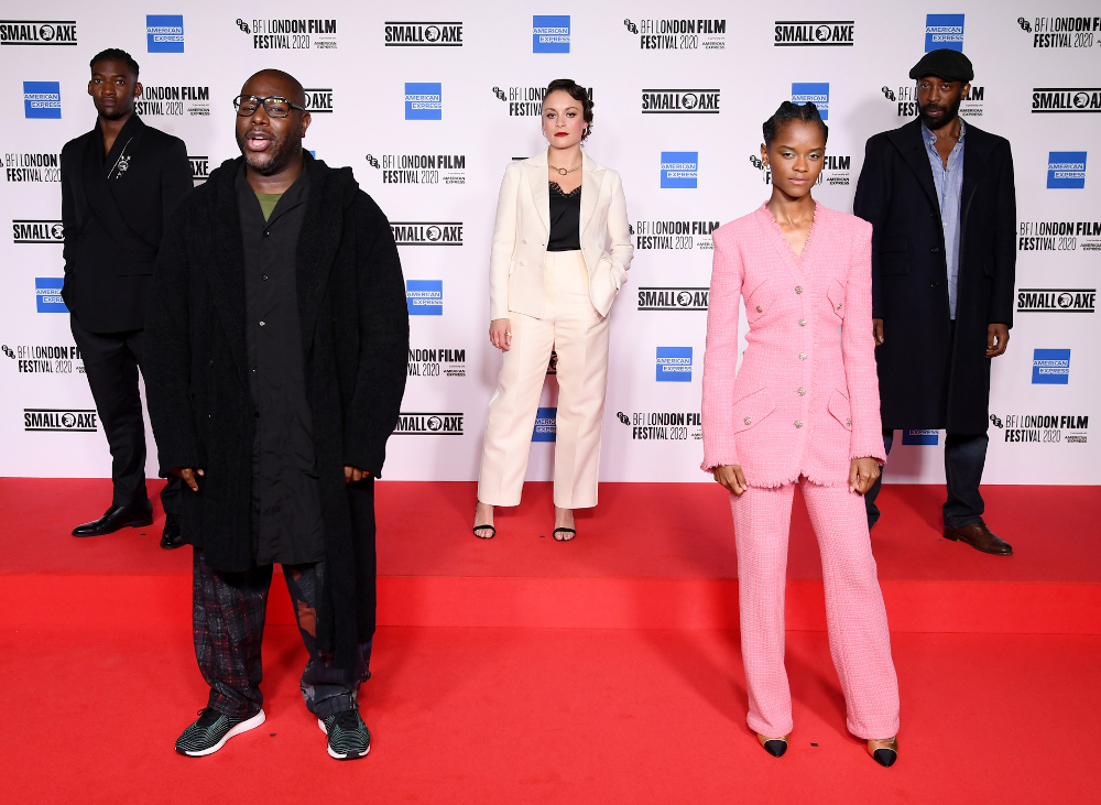 (From left) Malachi Kirby, Steve McQueen, Rochenda Sandall, Letitia Wright and Shaun Parkes at the BFI London Film Festival, October 7, 2020. u00e2u20acu201d David Fisher/Shutterstock pic via AFP-Relaxnews 