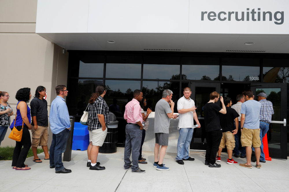 Job seekers line up to apply during u00e2u20acu02dcAmazon Jobs Dayu00e2u20acu2122 at the Amazon.com Fulfillment Center in Fall River, Massachusetts, August 2, 2017. u00e2u20acu201d Reuters pic 