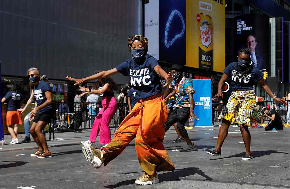 Entertainers dance during a promotional event for the US Census in Times Square in New York September 23, 2020. u00e2u20acu201d Reuters pic