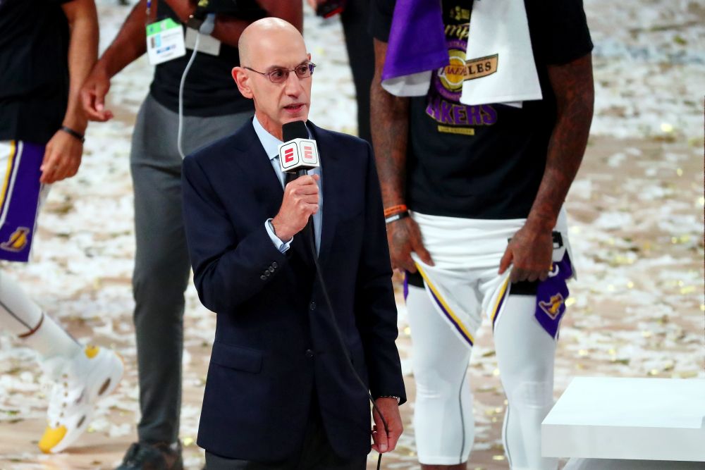 NBA Commissioner Adam Silver speaks during the trophy presentation after the 2020 NBA finals between the Los Angeles Lakers and the Miami Heat in Florida October 11, 2020. u00e2u20acu201d Reuters pic