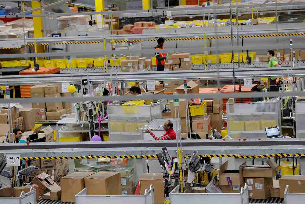 Amazon workers inside an Amazon fulfillment centre on Cyber Monday in Robbinsville, New Jersey December 2, 2019.  u00e2u20acu201d Reuters pic