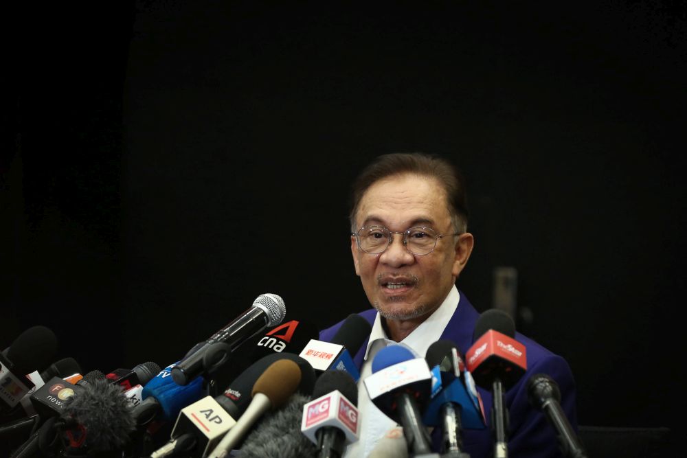 Datuk Seri Anwar Ibrahim speaks during a press conference at Le Meredian Kuala Lumpur October 13, 2020. u00e2u20acu201d Picture by Yusof Mat Isa