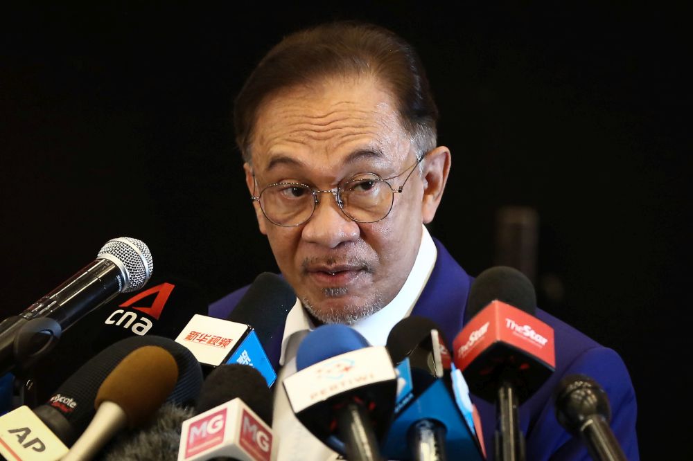 Datuk Seri Anwar Ibrahim speaks during a press conference at Le Meredian Kuala Lumpur October 13, 2020. u00e2u20acu201d Picture by Yusof Mat Isa