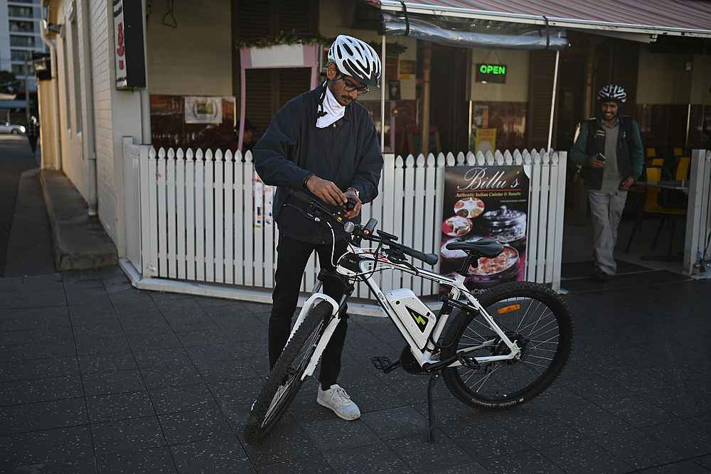 Jemish Lakhani, a student from India at the University of Wollongong, works as an Uber Eats bicycle courier during the Covid-19 lockdown in Sydney, Australia June 4, 2020. u00e2u20acu201d Reuters pic