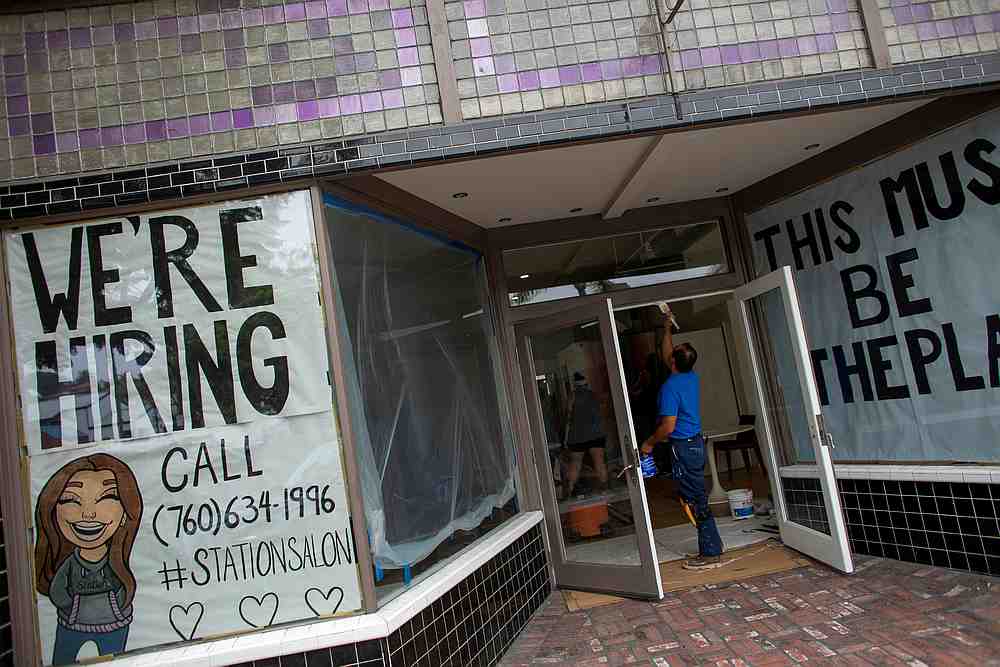 A new business advertises for workers as it prepares to open up during the outbreak of Covid-19 in Encinitas, California July 30, 2020. u00e2u20acu201d Reuters pic