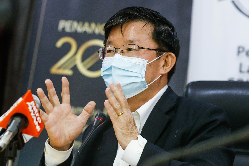 Penang Chief Minister Chow Kon Yeow speaks to the press at Komtar, October 12, 2020. He said the state can only propose the implementation of EMCO to the national security council (NSC) for consideration. u00e2u20acu201d Picture by Sayuti Zainudin