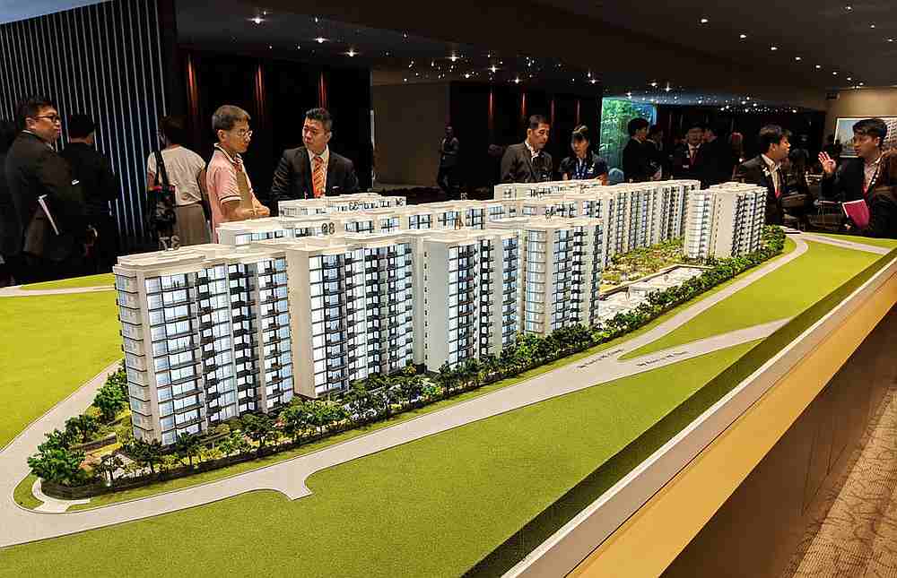 Prospective property buyers at the sales gallery for Treasure at Tampines condominium in March 2019. u00e2u20acu201d TODAY pic