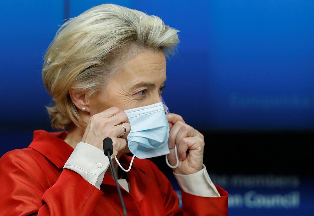 European Commission President Ursula Von Der Leyen gives a news briefing in Brussels, Belgium October 29, 2020. u00e2u20acu201d Pool pic via Reuters