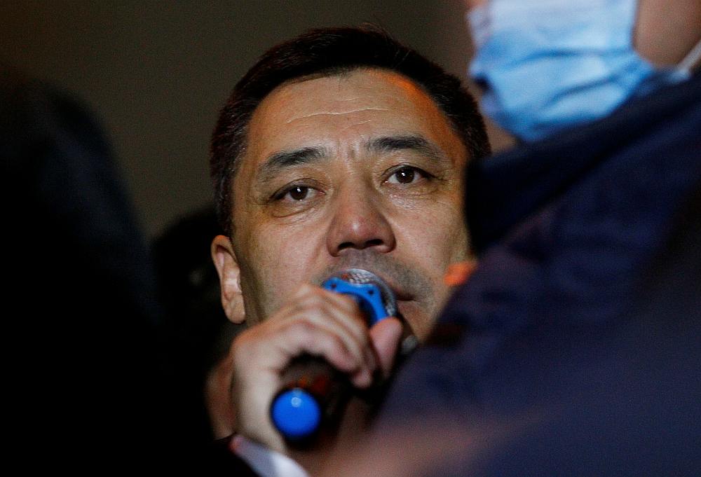 Kyrgyzstan's Prime Minister Sadyr Japarov addresses supporters during a rally to demand the resignation of President Sooronbai Jeenbekov in Bishkek, Kyrgyzstan October 14, 2020. u00e2u20acu201d Reuters pic