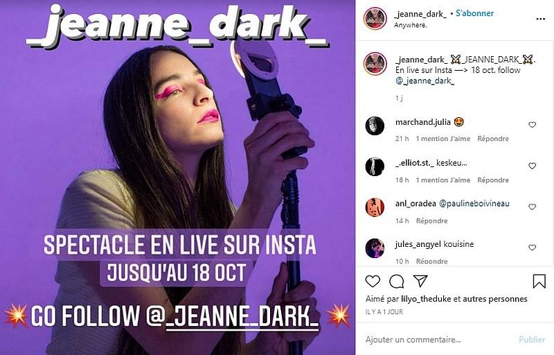 The play, '_jeanne_dark_,' is currently touring France after a successful run at the Theatre de la Commune in Aubervilliers just north of Paris. u00e2u20acu201d _jeanne_dark_ / Instagram pic via AFP