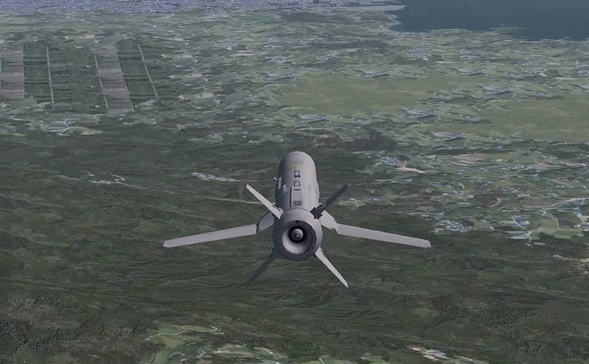 Image of the AGM-84H Standoff Land Attack Missile Expanded Response (Slam-er) Missile from the  YouTube video: AGM-84H Demo.