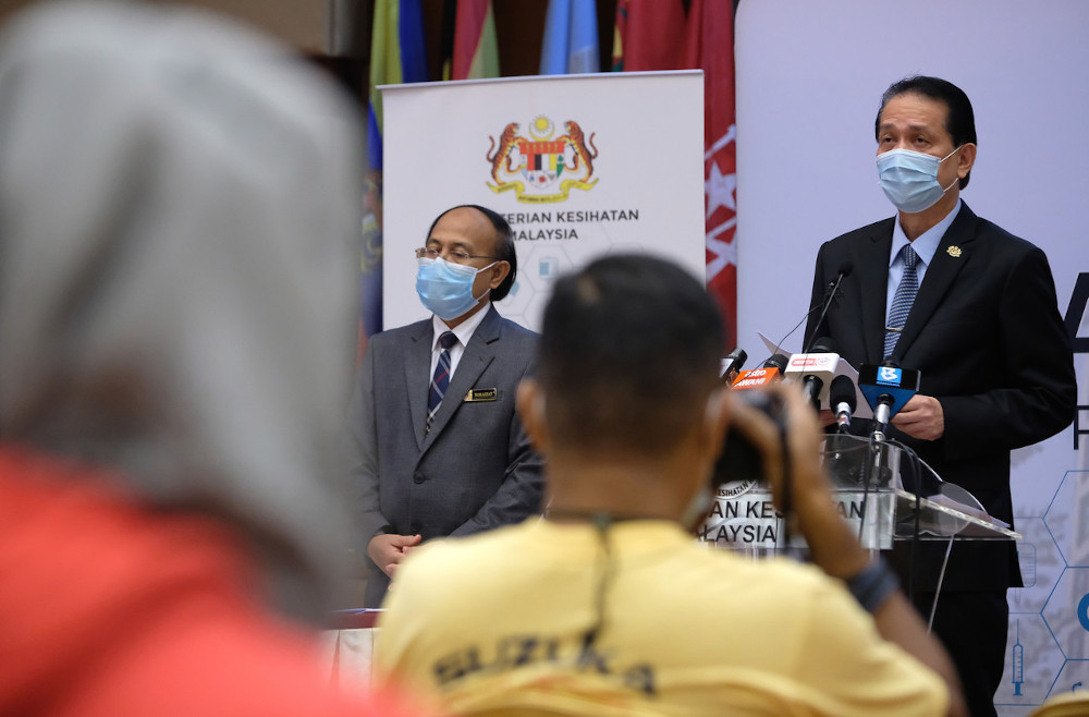 Health director-general Tan Sri Dr Noor Hisham Abdullah at the daily press briefing on Covid-19 at the Health Ministry in Putrajaya, October 28, 2020. u00e2u20acu201d Bernama pic 