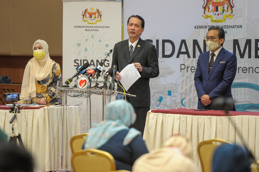 Health director-general Tan Sri Dr Noor Hisham Abdullah speaks during a press conference at the Ministry of Health in Putrajaya October 2, 2020. u00e2u20acu201d Picture by Shafwan Zaidon