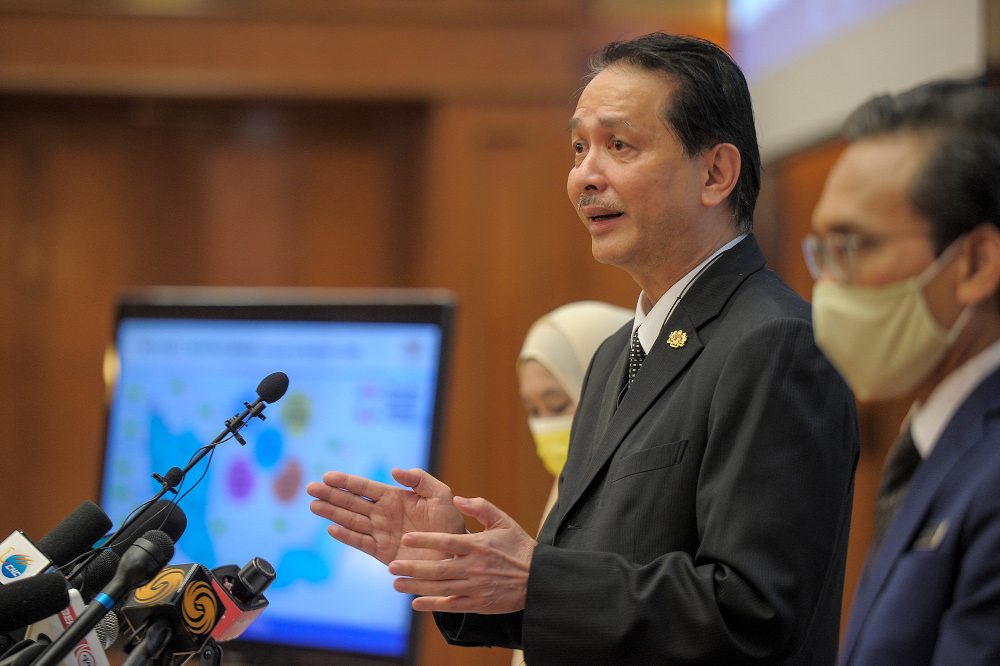 Health director-general Tan Sri Dr Noor Hisham Abdullah speaks during a press conference at the Ministry of Health in Putrajaya October 2, 2020. u00e2u20acu201d Picture by Shafwan Zaidon