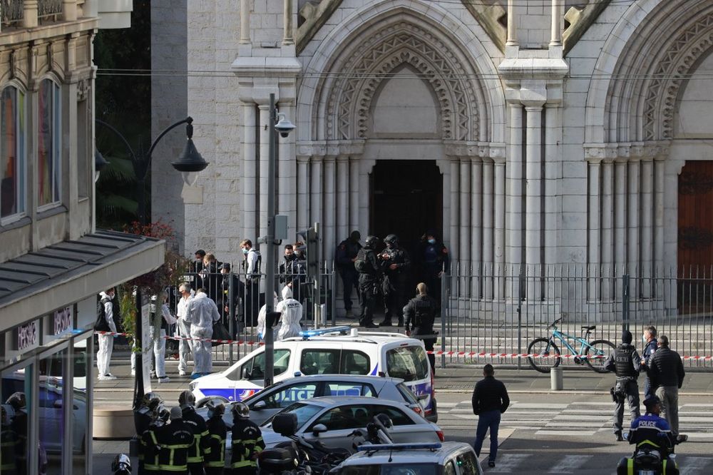 French members of the elite tactical police unit RAID enter to search the Basilica of Notre-Dame de Nice after a knife attack in Nice October 29, 2020. u00e2u20acu201d AFP pic