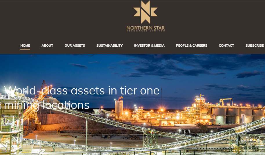 Screengrab of the Australian gold miner Northern Star Resources internet portal at nsrltd.com.