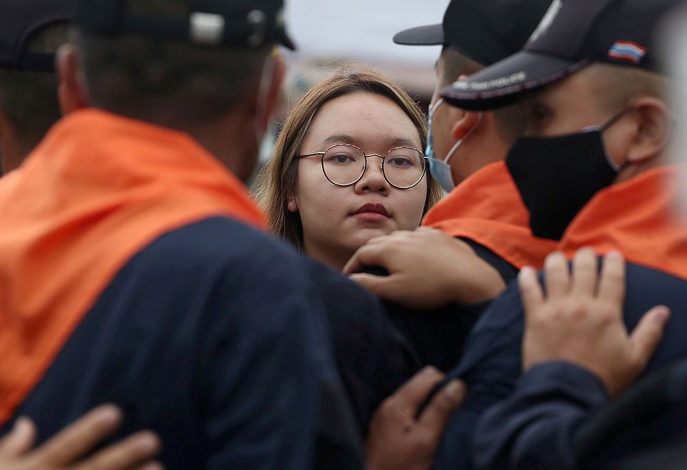 Student leader Panusaya Sithijirawattanakul confronts riot police during a mass rally to call for ouster of the government and reforms in the monarchy, in Bangkok, Thailand September 20, 2020. u00e2u20acu201d  Reuters pic