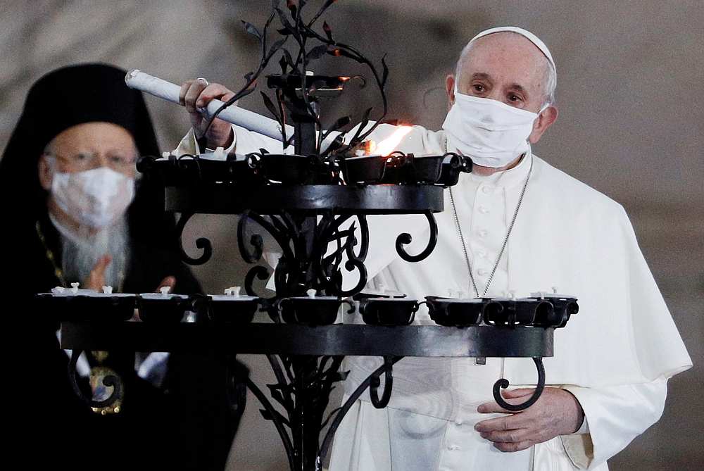 Pope With Mask Pope wears mask for first time at public event | Malay Mail