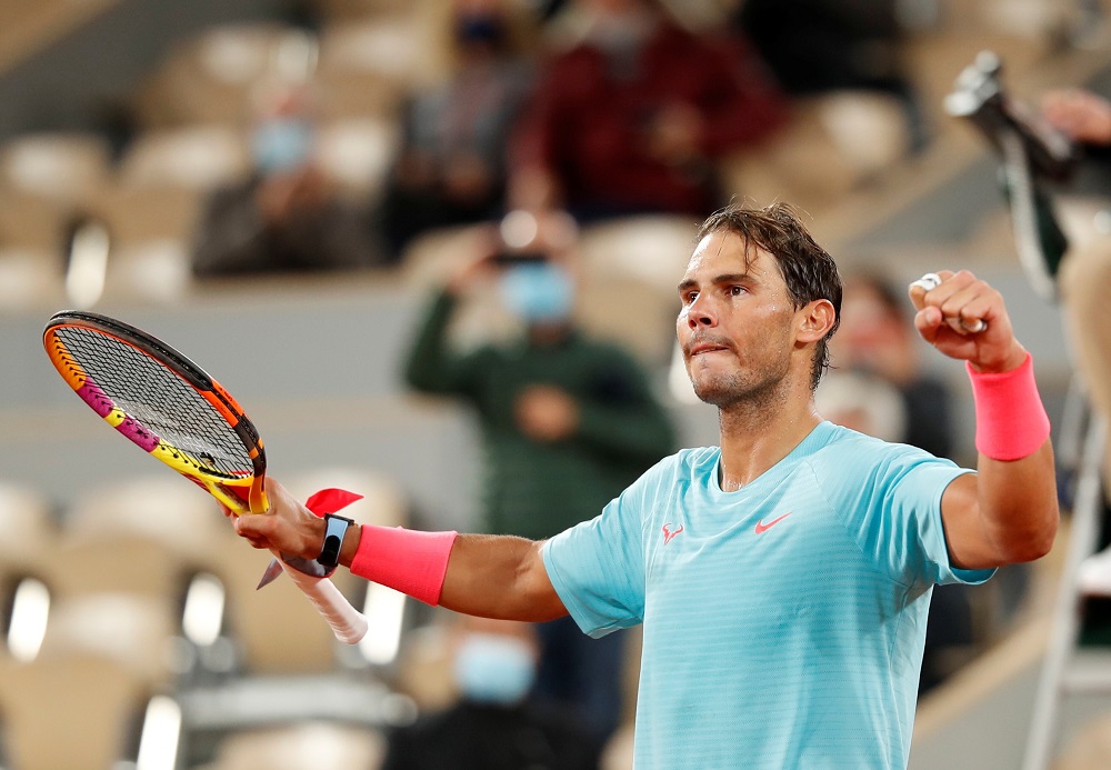 Spain's Rafael Nadal celebrates winning his third round match against Italy's Stefano Travaglia in Paris October 2, 2020. u00e2u20acu2022 Reuters pic