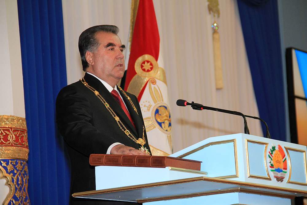 Tajikistan's President Imomali Rakhmon during his inauguration ceremony in Dushanbe November 16, 2013. u00e2u20acu201d Press Service of presidential administration of Tajikistan handout via Reuters