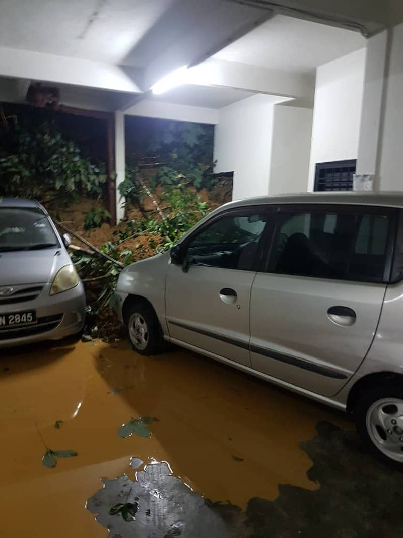 Fire and Rescue personnel noticed soil erosion at the embankment, affecting six apartment units on the lower ground.