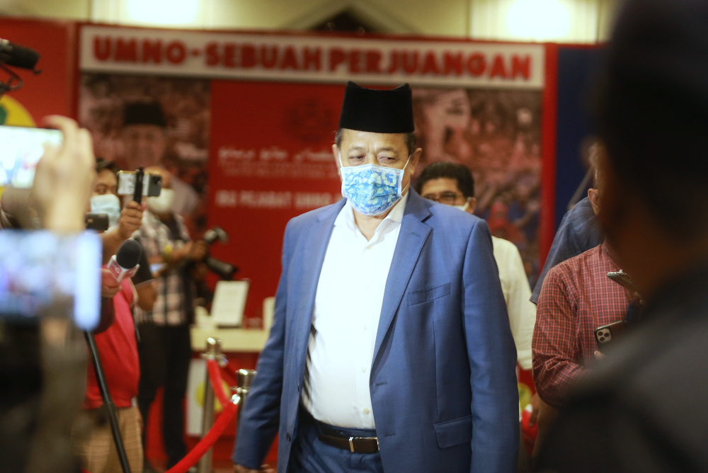 Datuk Seri Shahidan Kassim is pictured at Menara Datou00e2u20acu2122 Onn after the Umno Supreme Council in Kuala Lumpur October 26, 2020. u00e2u20acu201d Picture by Ahmad Zamzahuri