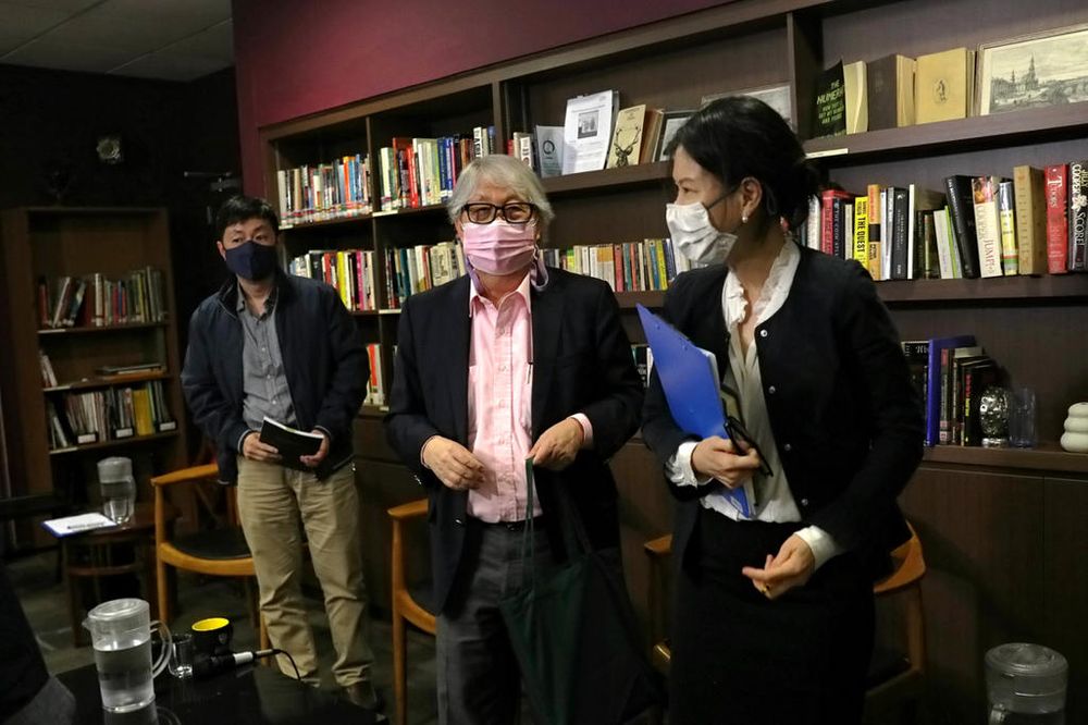 Associate Professor Kelvin Pang, Professor Tommy Koh and Associate Professor Leong Ching at a media briefing on Oct 23 on the sexual misconduct case involving Dr Jeremy Fernando. u00e2u20acu201d TODAY pic