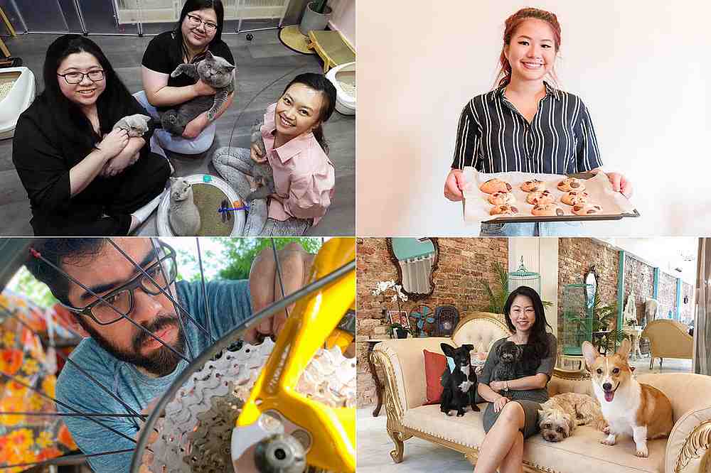 (Clockwise from top left) Sheryl Chia, Samantha Chia and Cherrylene Lee; Adeline Tan; Elaine Ng; and Haren Khatau. u00e2u20acu201d Pictures by Raj Nadarajan/Justlyn Yeo/Elaine Ng/Haren Khatau via TODAY.