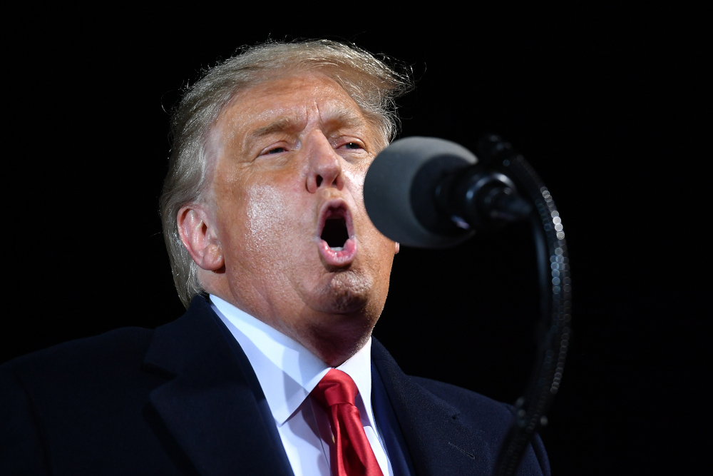 US President Donald Trump speaks during a campaign rally at Duluth International Airport in Duluth, Minnesota September 30, 2020. u00e2u20acu201d AFP pic 