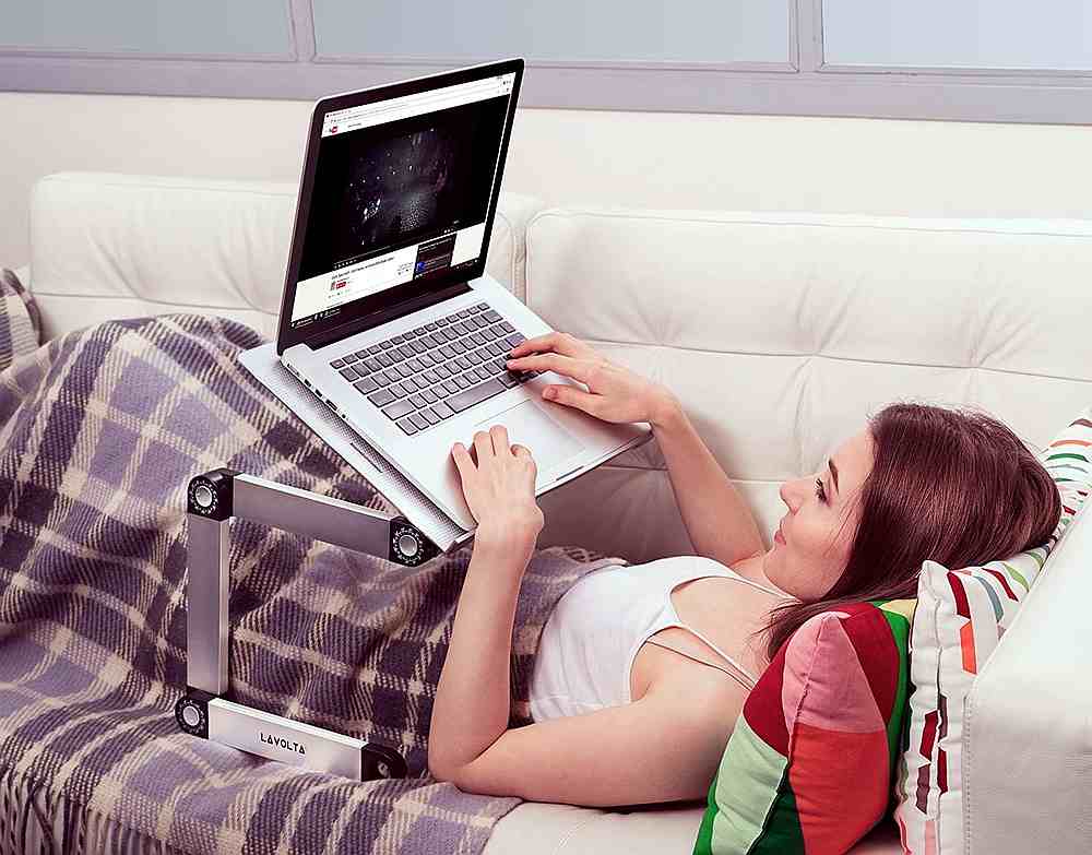 The Lavolta laptop stand lets you work from bed. — Picture courtesy of Lavolta Support via AFP