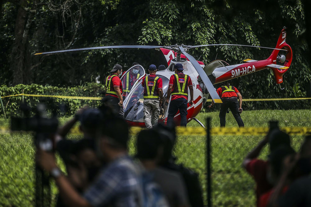 One of the two helicopters that crashed in Melawati on November 8, 2020. u00e2u20acu201d Picture by Hari Anggara