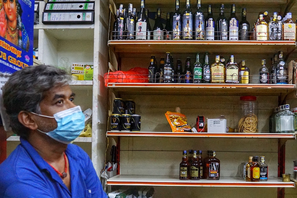 Bottles of liquor are seen for sale at a convenience shop in Kuala Lumpur November 19, 2020. — Picture by Ahmad Zamzahuri