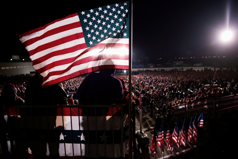 A US flag is seen as supporters attend US President Donald Trumpu00e2u20acu2122s campaign rally at Kenosha Regional Airport in Kenosha, Wisconsin November 2, 2020. u00e2u20acu201d Reuters pic