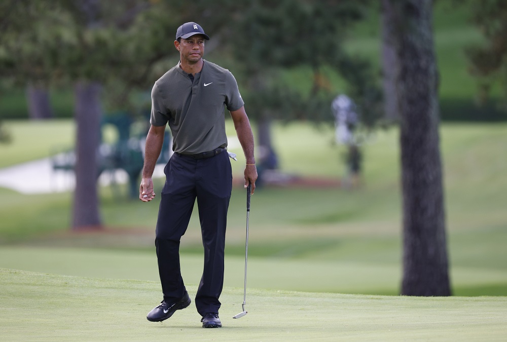 Tiger Woods reacts after missing a birdie putt on the 7th green during the first round of The Masters at Augusta National Golf Club in Georgia November 12, 2020. u00e2u20acu201dReuters pic