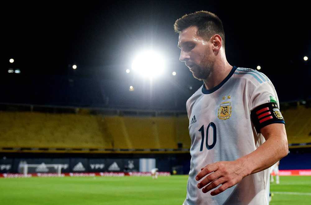 Argentina's Lionel Messi during the match against Paraguay at the Estadio La Bombonera in Beuns Aires November 12, 2020. u00e2u20acu201d Pool pic via Reuters