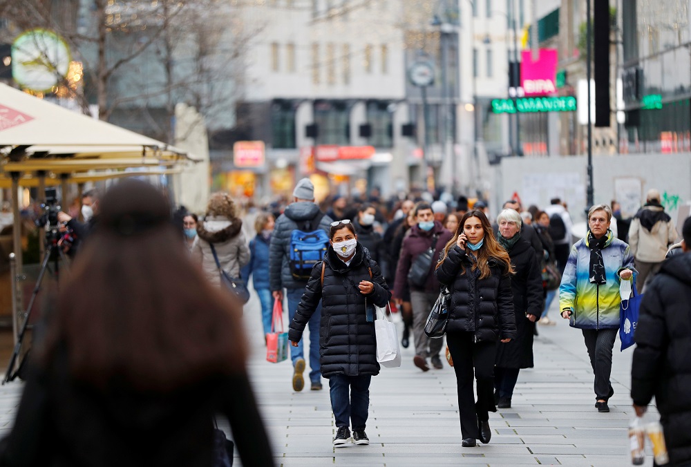 People walk down a shopping street after the Austrian government announced a lockdown including the closure of all non-essential shops in Vienna, Austria November 16, 2020. u00e2u20acu201d Reuters pic